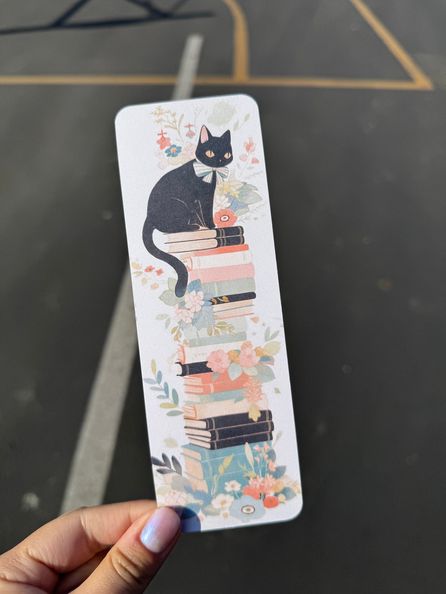 Black Cat Book Stack